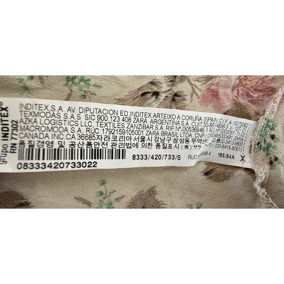 Zara Cream Floral Print Maxi Dress Women Size S Long Sleeve Romantic Flowy Boho - Picture 16 of 16